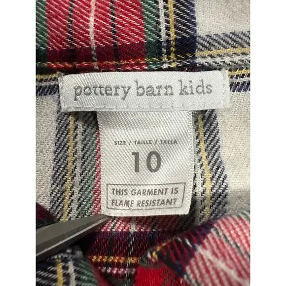 Pottery Barn Kids Holiday Stewart Plaid Flannel Nightgown Kids SIZE 10 - Picture 10 of 11